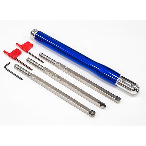 Simple Woodturning Tools Carbide Turning Tool Set of 3 with Interchangeable Handle for Wood Lathe, Stainless Steel, USA Made (3 Tools w/Sapphire Blue Handle)