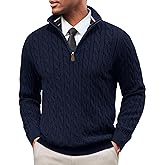 PJ PAUL JONES Mens Quarter Zip Sweater Cable Knitted Pullover Sweaters Textured Solid Colors Sweater