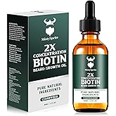 Beard Growth Oil - 2X Concentration Biotin Beard Oil for Men (2 oz) - Natural Mens Beard Oil with Argan Oil, Jojoba Oil and Vitamin, Beard Growth Softener, Moisturizer (Cedarwood)