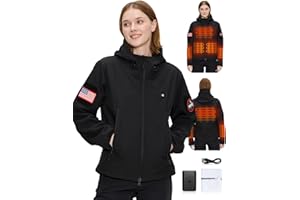 HEATIX Heated Jacket for women with 12V Battery Pack - 5 Heat Zones Soft shell Electric Heated Coat for Outdoor Hiking & Recreation