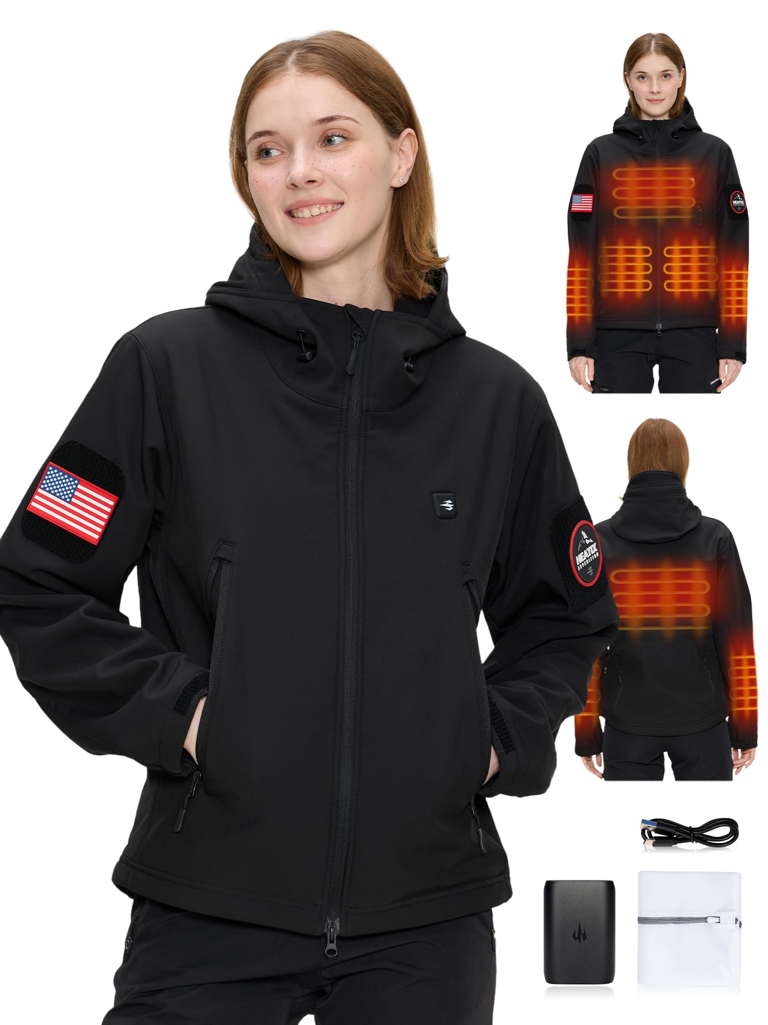 Photo 1 of ***(MAJOR DAMAGE/ SEE NOTES FOR DETAILS)***Heated Jacket for women with 12V Battery Pack - 5 Heat Zones Soft shell Electric Heated Coat for Outdoor Hiking & Recreation