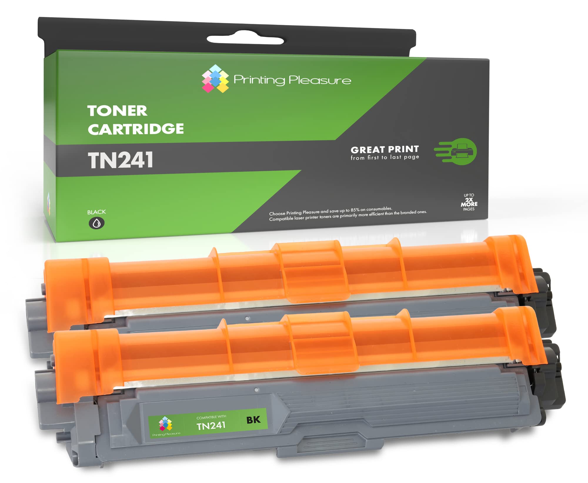 2 BLACK Laser Toner Cartridges compatible with Brother DCP-9020CDW HL-3140CW 3142CW 3150CDW 3152CDW 3170CDW 3172CDW MFC-9130CW 9140CDN 9330CDW 9340CDW | TN241 BK