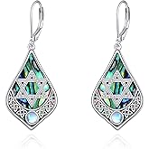 Star Of David/Witchy/Celtic/Shell/Flower/Saturn Earrings 925 Sterling Silver Moonstone Abalone Dangle Earrings Jewish Irish Jewelry Gifts For Women