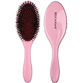 Denman Boar Bristle Hair Brush – Smoothing & Shine Enhancing for Slick Back Styles, Curl Defining & Detangling. Hairbrush with Natural Bristles for all Hair Types for Women & Men