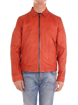 Amazon Volfagli メンズ Seven2tuscanyorange オレンジ 革 アウター