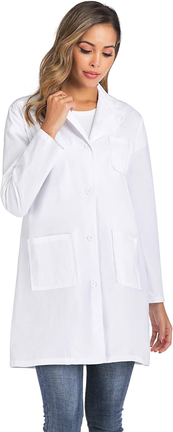 Blouse De Chimie Blanche 100% Coton - Pour Collège, Lycée, étudiants - Poches Bouton-pression - Lavable En Machine
