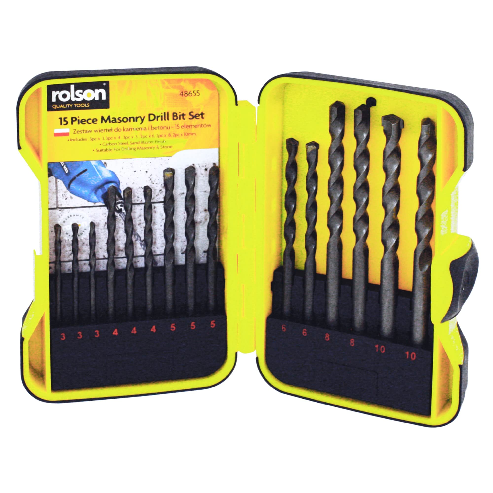 Rolson 48655 15 pc Masonry Drill Bit Set