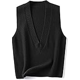 ZUEVI Women's Sweater Vest V Neck Sleeveless Pullover Knitwear Tops Casual Trendy Solid Crop Knitted Sweaters Vests