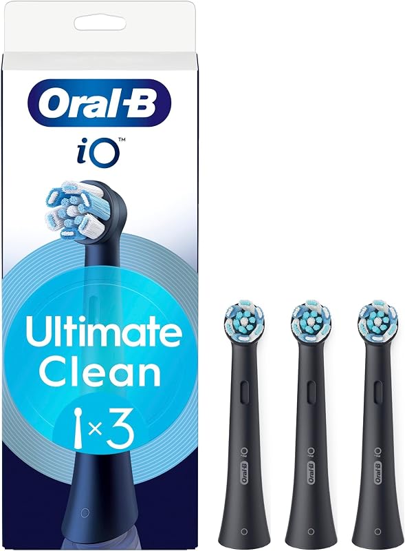 Cabeças de substituição iO Series Ultimate Clean Black, cabeças redondas originais, cerdas CrissCross, remoção de placa, 3