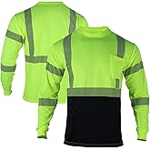 FONIRRA Safety Reflective High Visibility T Shirts for Men with Long Sleeve Construction Work Shirts ANSI Class 3(Yellow,XL)