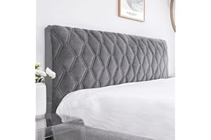 CAMZ Velvet Bed Headboard Cover for Full Queen Cal King Size, Quilted Bed Headboard Slipcover Thicken Dustproof Headboard Padding Protector Cover (Grey,150cm(59''))