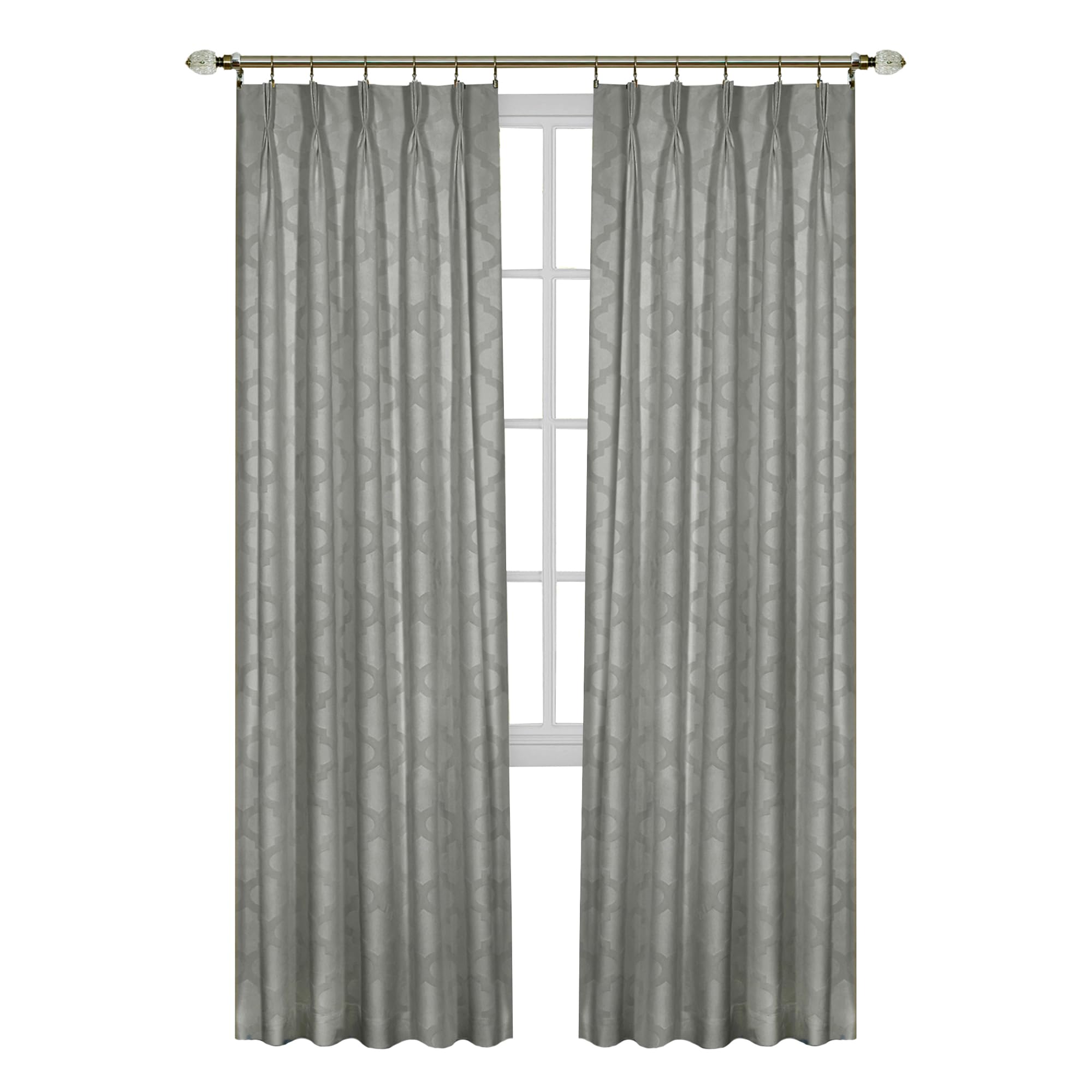 Achim Home Furnishings, Silver Windsor Pinch Pleat Pane, 34 by 63", 34 x 63