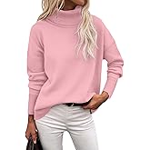 Zeagoo Women's Turtleneck Sweater 2026 Fall Winter Chunky Knitted Pullover High Low Hem Trendy Basic Jumper Top