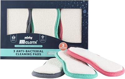 Minky Anti-Bacterial Cleaning Pad 3 Pack Microfibre Dual Sided Non Scratch