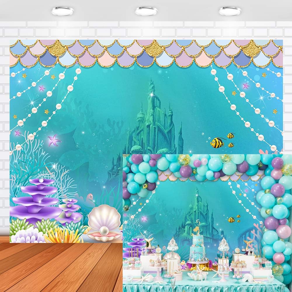 Allenjoy 5x3ft Mermaid Backdrop Color Scales Undersea