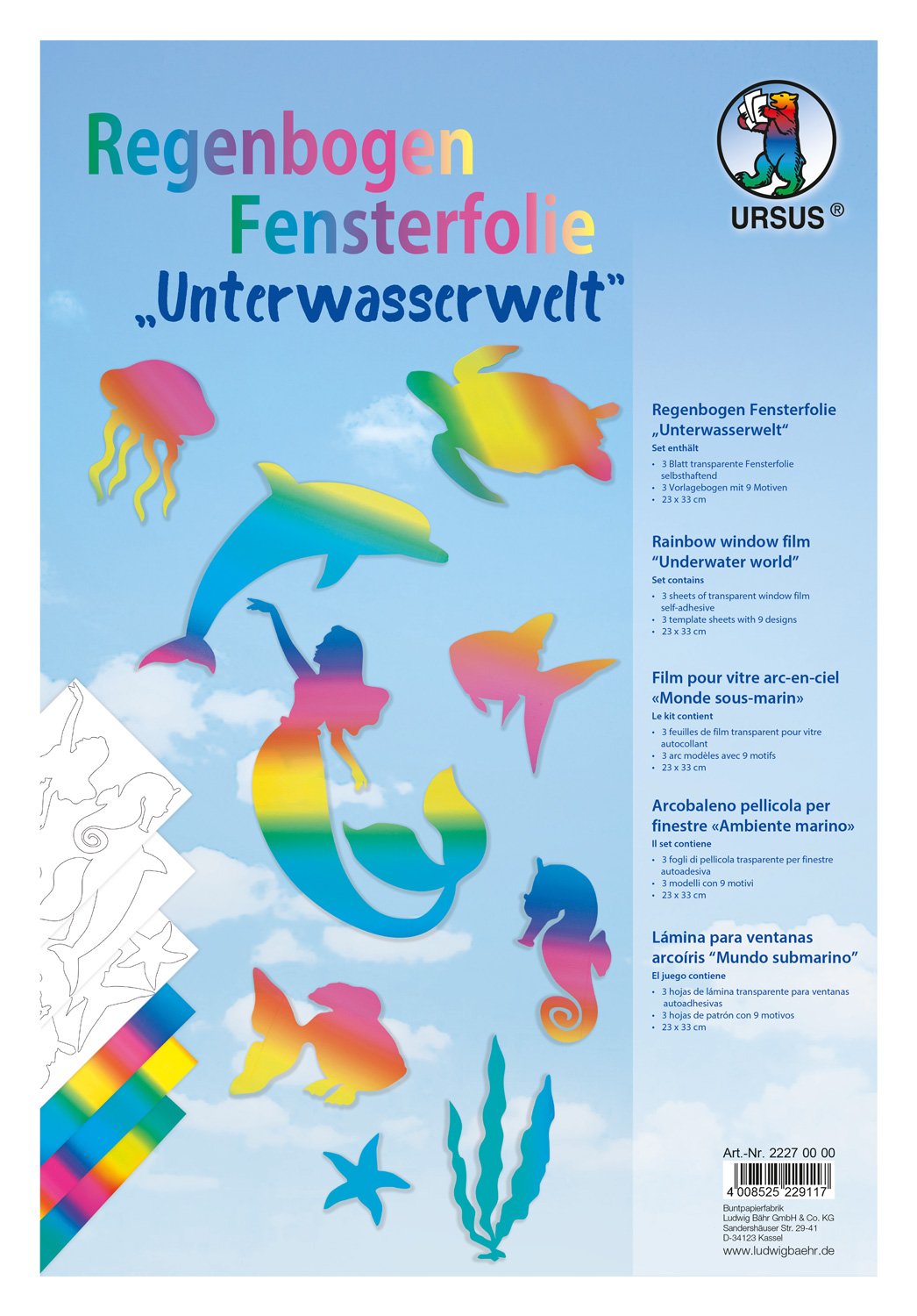 Ursus 22270000 Rainbow Window Film Self-Adhesive Underwater World