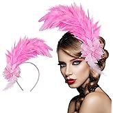 Loieryk Feathers Fascinator Headband 1920s Queen Headpiece Fascinators Hats for Women Tea Party Flower Headpiece