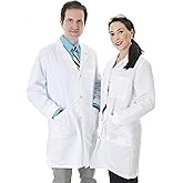 TALVANIA Lab Coat Men Women White Long Sleeve Unisex Lab Coats Cotton Laboratory Coats