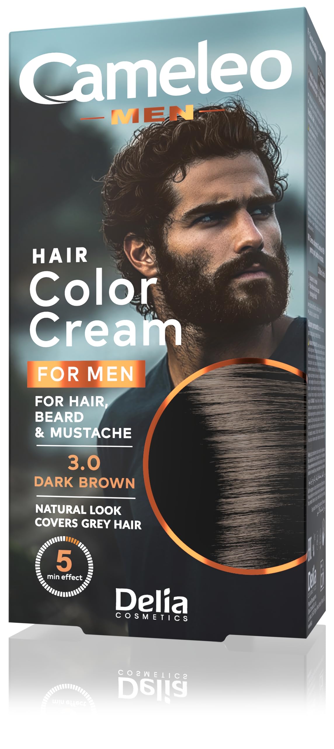 Cameleo Men - Permanent Hair Dye | Dark Brown Colour for Hair Beard & Moustache | Natural Colour Effect in 5 Minutes | Cover Grey Hair | Ammonia FREE | 30ml