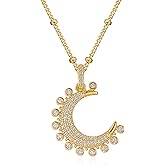 Fettero Gold Necklace for Women, Dainty 14K Gold Plated Pendant Necklaces for Women Trendy Simple Chain Necklace Evil Eye, CZ Rose, Charm Moon, Lucky Italian Horn, Gold Star Necklace Fashion Jewelry
