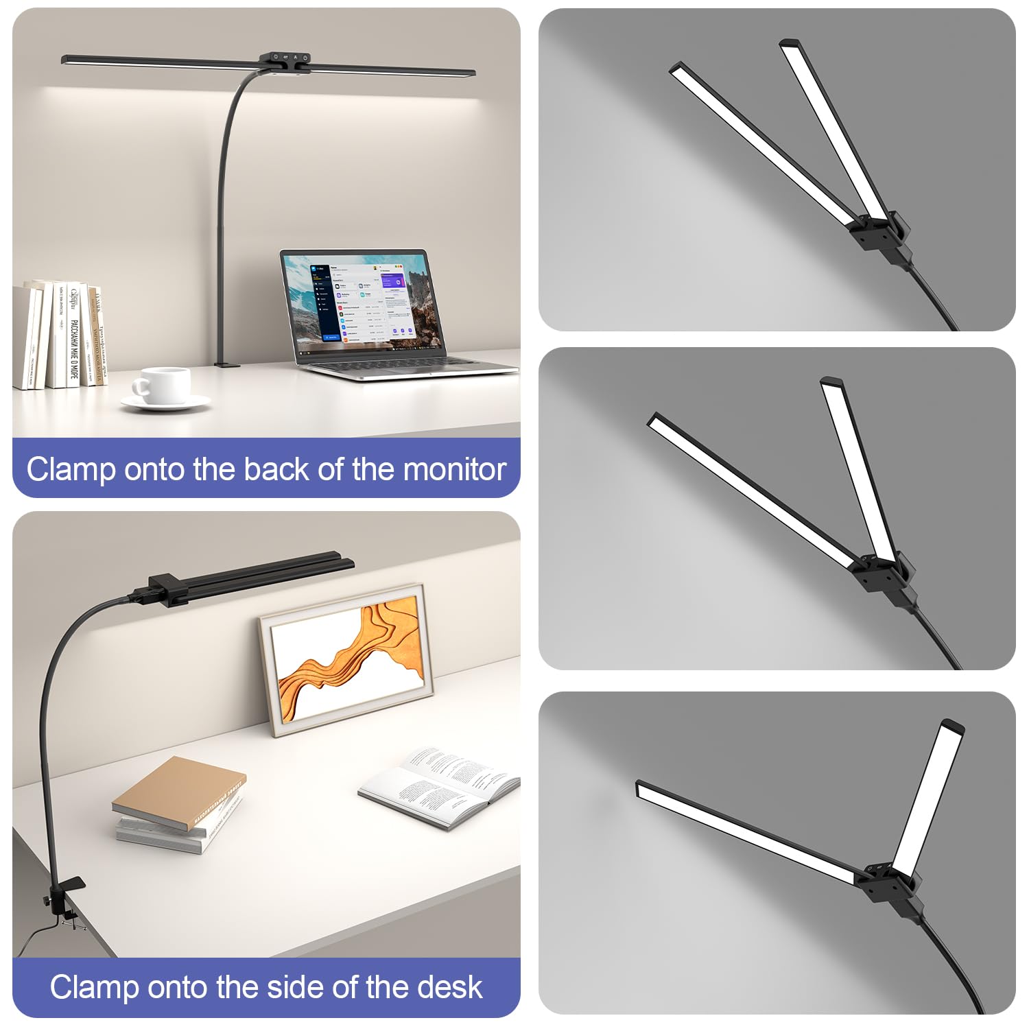 Mua EppieBasic Desk Lamp,24W Led Desk Lamps with Clamp,Double Head Desk ...