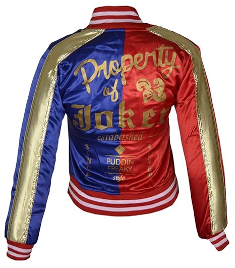 FWL Suicide Squad Harley Quinn Satin Jacket for Women (XXS-5XL) Red & Blue