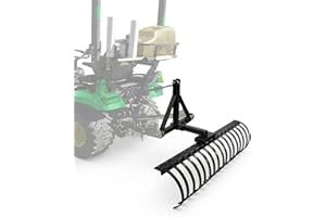 JoanKaren Heavy Duty Pull-Behind Landscape Rake - 49 Inch Pine Straw Rake for Lawn Tractor or ATV/UTV, 17/18 Tines, 2-Inch Re