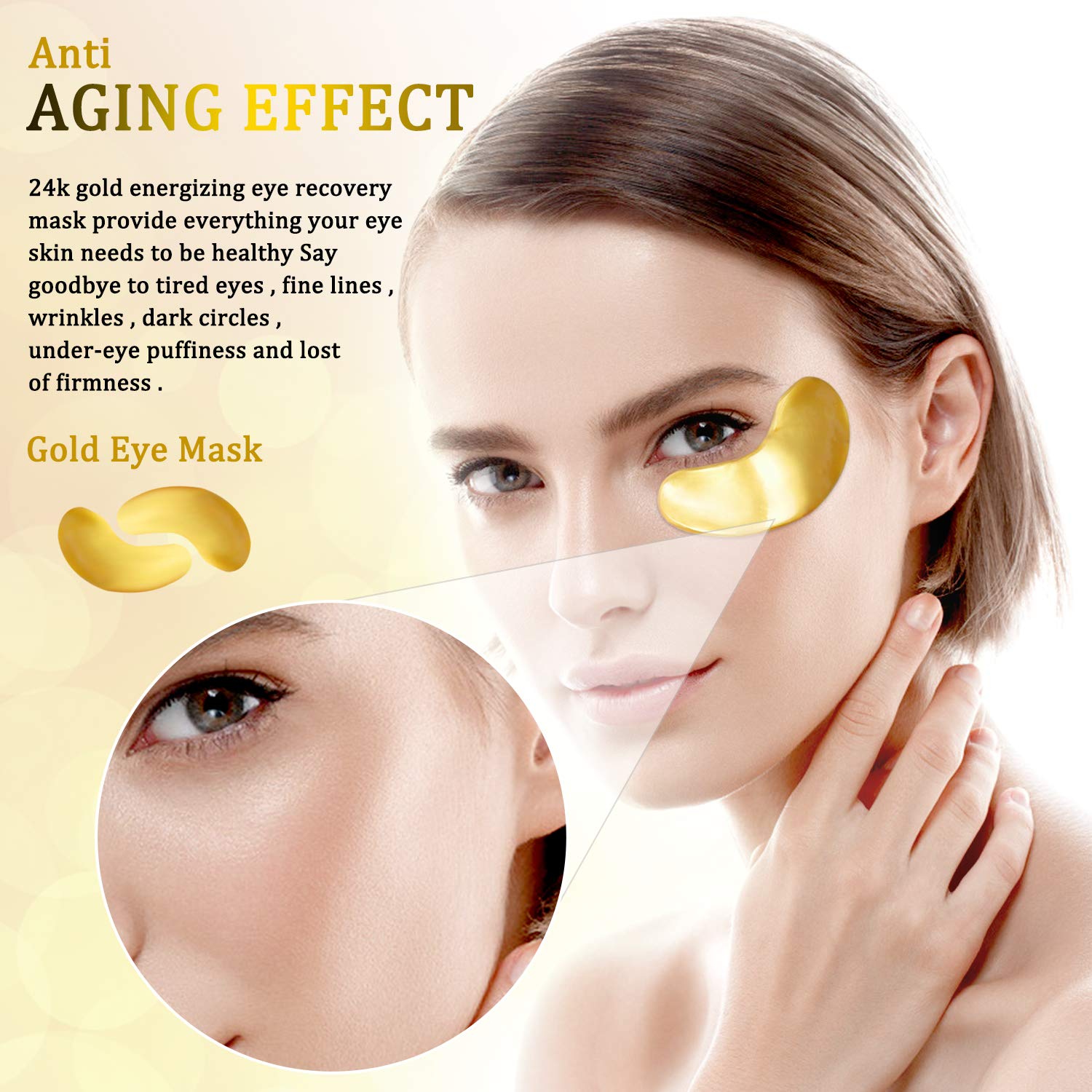 POSTA Gold Eye Mask, 20 Pairs Eye Treatment Mask With Collagen, Under Eye Mask Treatment for Puffy Eyes, Dark Circles Corrector, Used for Eye Bags, Anti Aging Patches Luxury Gift for Women and Men : Beauty