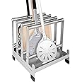 koretech Pizza Peel Rack, Steel 4 Available Slots for Pizza Peel, Pizza Turner and Pizza Paddle Organizing and Saving, Pizza Holder Rack with Non-Slip Feet, Silver