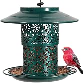 BPYOT Metal Bird Feeder for Outdoors Hanging - Premium Grade Metal Bird Feeder for Small Birds, Chew-Proof, Weather and Water Resistant Wild Bird feeders, Outside and Garden Decoration (Green-01)