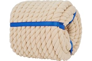 VEIZEDD 1OO% Natural Cotton Rope (3/4 Inch x 50 Feet) Strong Soft Twisted Rope for DIY Crafts Gardening Hammock Home Decorating,Wedding Rop