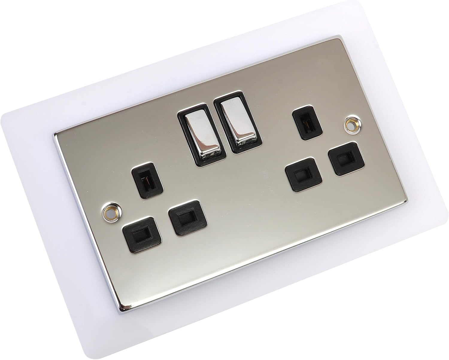 Single Double Light Plug Socket Switch Surround Finger Plate Acrylic (White, Double)