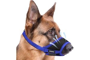 LEIGOPET Dog Muzzle, Soft Mesh Muzzle for Small Medium Large Dogs Anti Biting Barking Chewing with Adjustable Strap, Breathable Drinkable Pets Muzzle for German Shepherd Chihuahua Labrador Grooming (Blue,M)