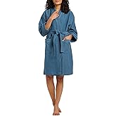 Fishers Finery Women's Waffle Kimono Resort Spa Robe; Above Knee Length