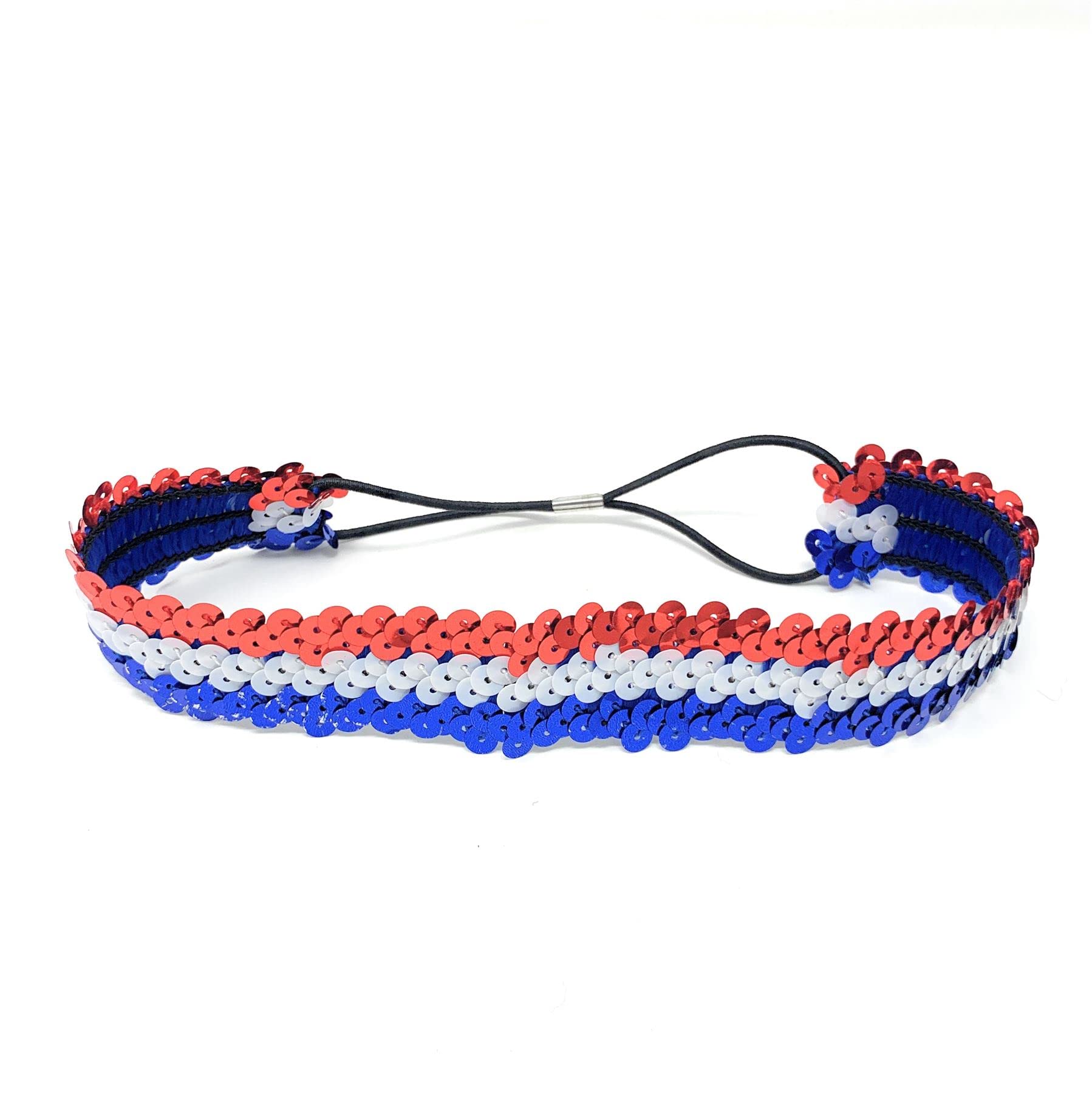 Red, White & Blue Womens Sequin Polyester Fancy Dress Headband 38 x 3cm