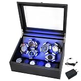 hightall Luxury Automatic Watch Winder for Rolex/Omega/Cartier | 6+6 for Automatic Watches with Whisper-Quiet Motor (<5dB), Anti-Scratch Memory Foam & Stable Base | Snakeskin PU,with Plug