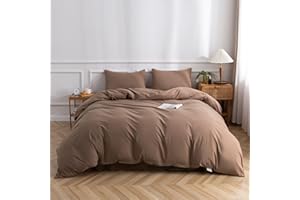 TAZMKEZM Mocha Duvet Cover Cotton Duvet Cover 100% Washed Cotton (104x90 Inch) King Duvet Cover with Zipper Closure Kids Duvet Cover Soft Breathable and Sweat Absorbing Dedding