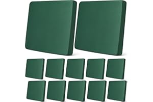 Newwiee 12 Pcs Patio Outdoor Cushion Covers Replacement Waterproof Stretch Sofa Couch Cushion Covers Washable Individual Couch Slipcovers Set Furniture Protector for Pets(20-27 Inch,Dark Green)