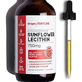 Sunflower Lecithin, Liquid Drops 750mg Liquid Supplement, Pure Vegan Sublingual, Provides Breastfeeding, Digestion Support, N
