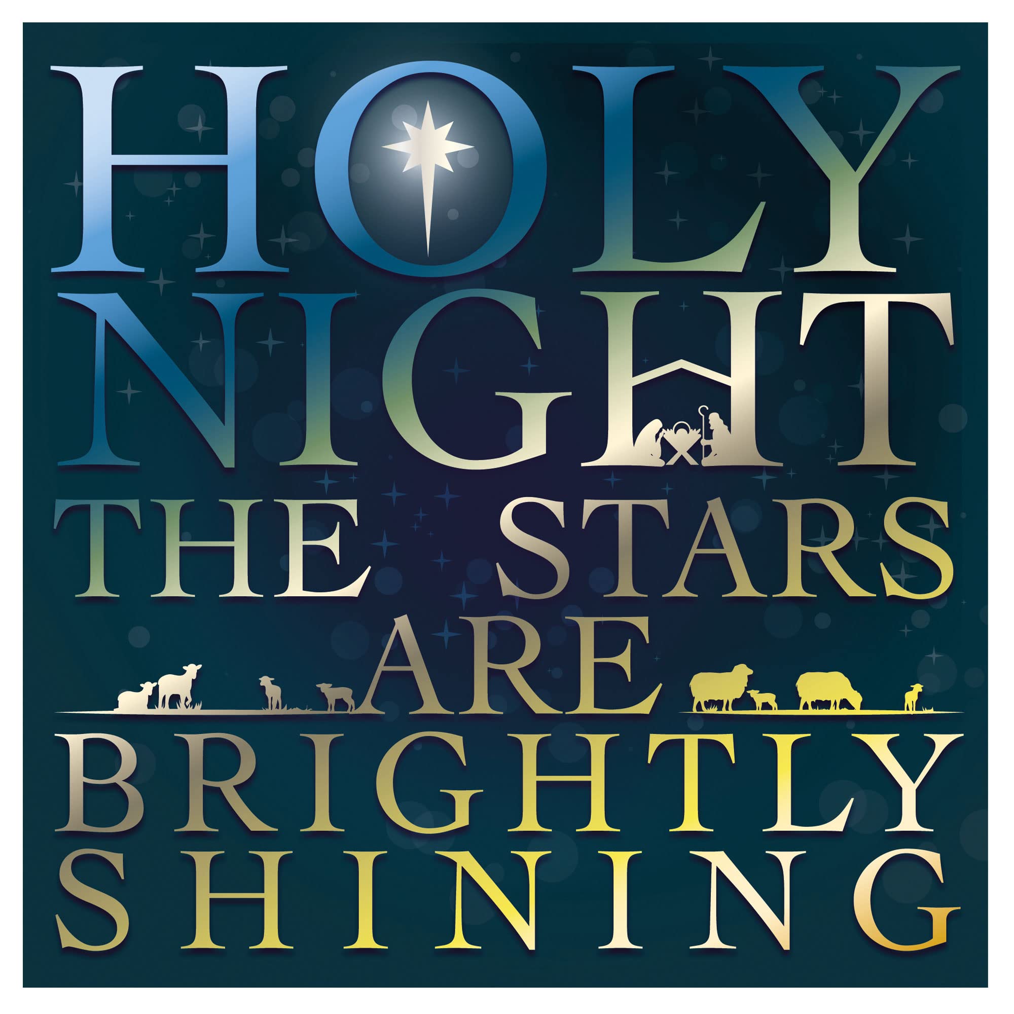 Christian Christmas cards, pack of 10 - Holy Night, with Bible verse Luke 2:14 inside these religious Christmas cards, by Just Cards Direct