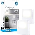 GE White Always-On LED Night Light, Plug into Wall, Compact, Soft Glow, UL-Listed, Ideal for Bedroom, Nursery, Bathroom, Hallway, 11311, 2 Pack
