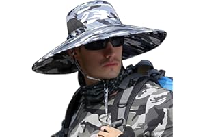 HUAMULAN 6" Super Wide Brim Sun Hats, Men and Women Bucket Hat for Fishing Hiking Garden Lawn Work Safari Camping Outdoor