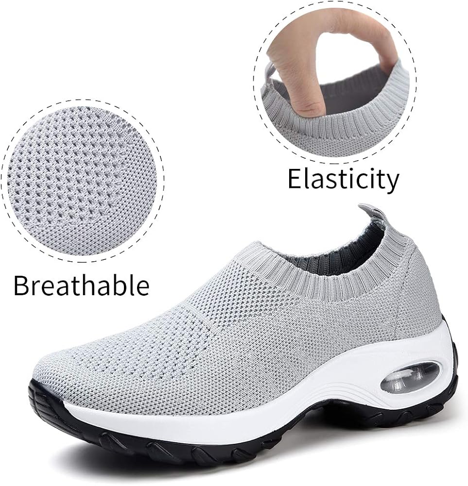  | STQ Slip On Breathe Mesh Walking Shoes Women Fashion Sneakers Comfort Wedge Platform Loafers | Walking