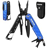 WORKPRO Multitool-11 in 1 Camping Tools with Pocket Clip and Sheath, Blue | EDC Gear Multi Tools Hammer with Safety Lock and Pouch-Mini Multitools Gifts for Men and Women
