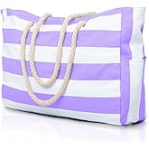 Becokan Beach Bags for Women Large Waterproof Beach Tote Bag Zipper Beach Bags Waterproof Sandproof Swim Pool Bag Large Tote
