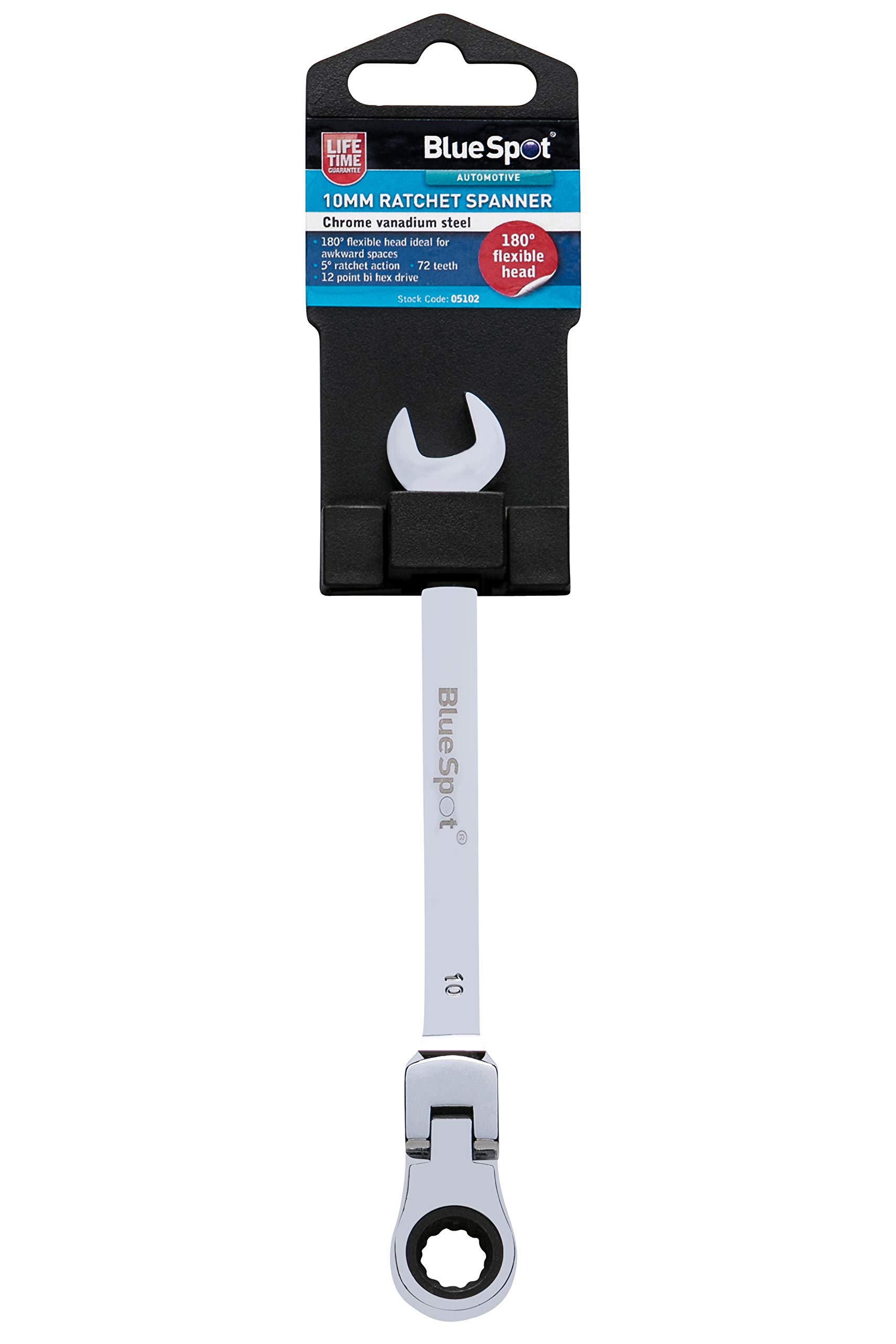 Blue Spot Tools 10mm Ratchet Spanner Flexible Head (180°)