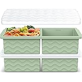 Aopigavi Silicone Freezer Tray with Lid – 2-Cup Soup Freezer Container Molds, Large Ice Cube Trays for Freezing Soup, Sauce & Broth, Meal Prep & Food Storage – Oven & Dishwasher Safe, 2-Pack
