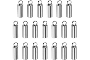 HARFINGTON 20Pcs Cord End Cap 2mm ID Stainless Steel Barrel End Caps for DIY Bracelets Necklaces Tassels, Stainless Steel Color