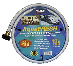 Valterra AquaFresh High Pressure Drinking Water Hose, Water Hose Hookup for RV - 1/2" x 10', White