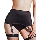 Luxallacki Stylish Soft Satin & Lace Garter Belt with 6 Adjustable Suspender Belts, Waist Shaping Girdle Underwear